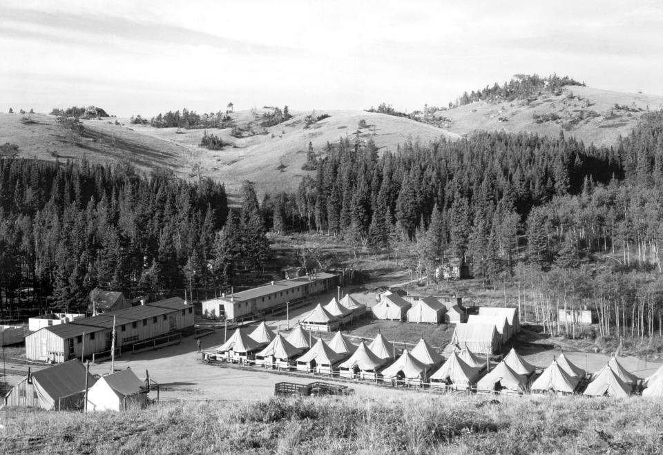 A view of the Civilian Conservation Corps' Tongue Camp in Wyoming's Bighorn National Forest in August 1939. (Photo: Getty Images)