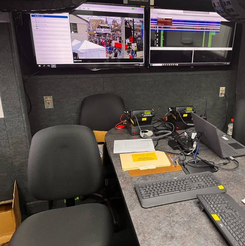A look inside the New Bedford Fire Department's command post set up help firefighters watch over the 107th Feast of the Blessed Sacrament earlier this month.