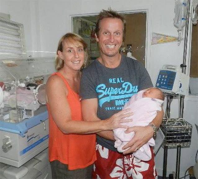 Jane and Ashley Wren welcomed their daughter Maddi into the world seven weeks early in Fiji. Source: Facebook via Port News