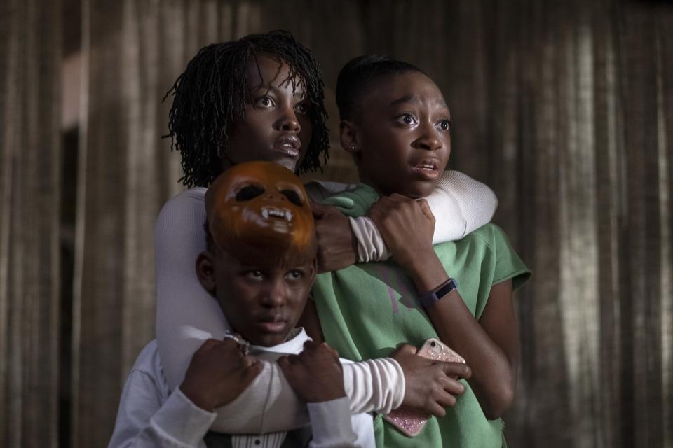Shahadi Wright Joseph with her on-screen family played by Lupita Nyong'o and Evan Alex.