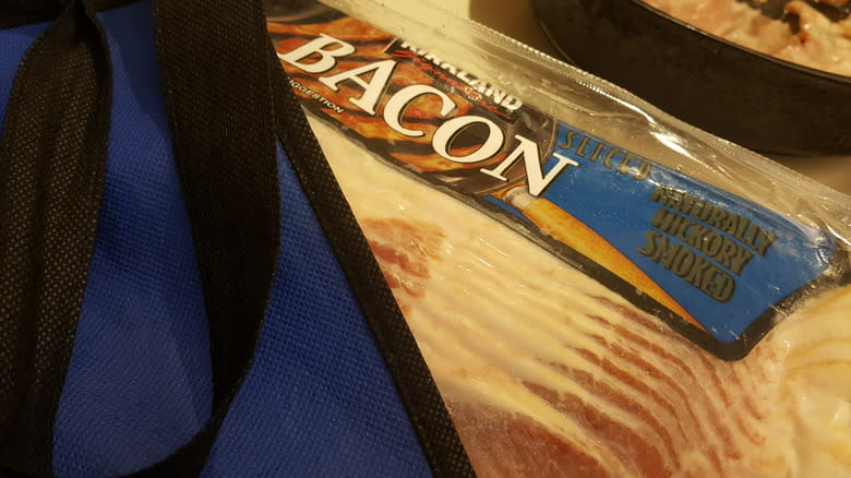 Kirkland bacon in shopping bag