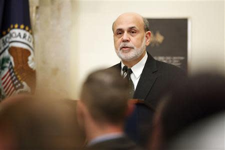 U.S. Federal Reserve Chairman Ben Bernanke addresses a town hall event for teachers at the Federal Reserve Board's building in Washington November 13, 2013. REUTERS/Jonathan Ernst