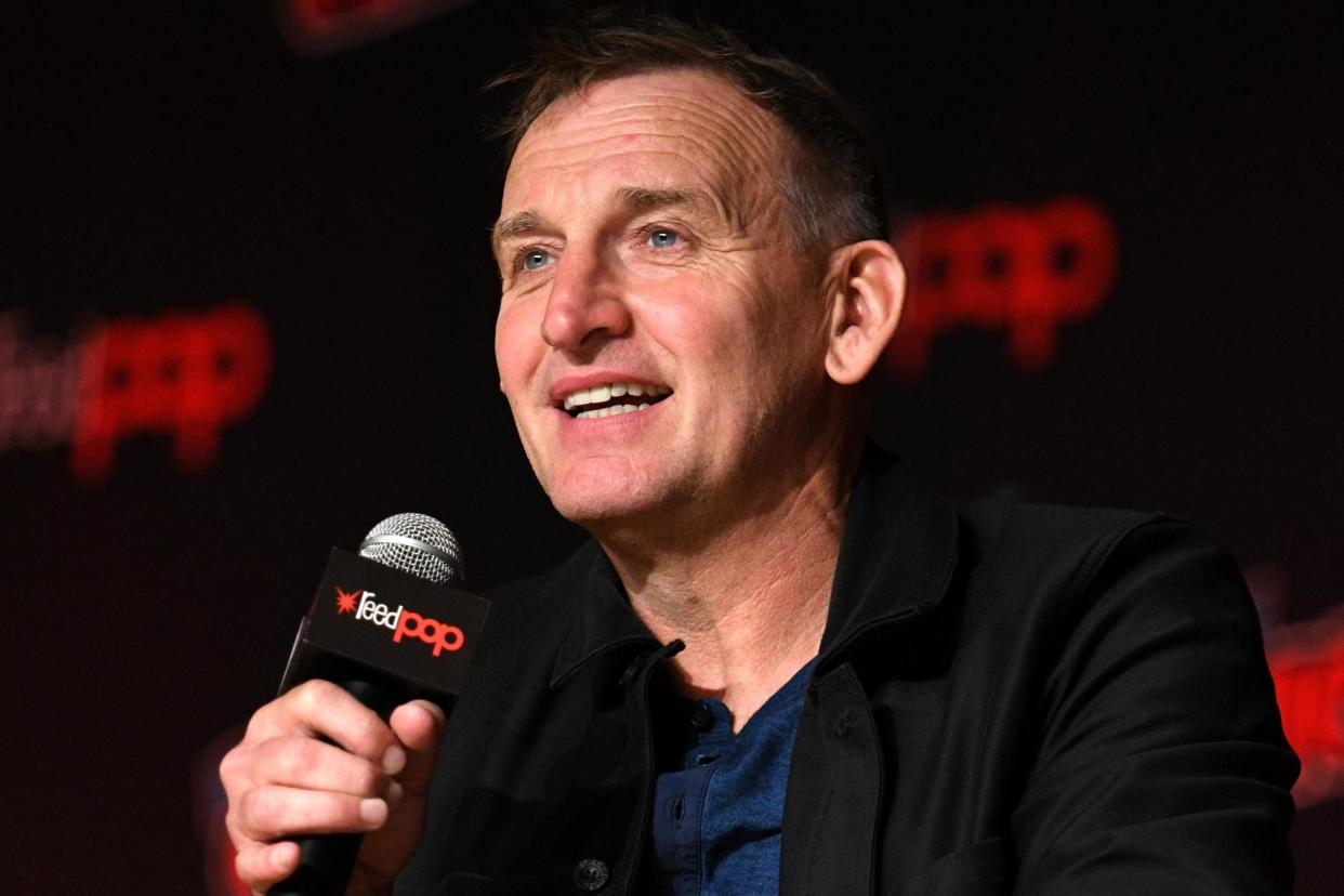 Christopher Eccleston speaks at a panel at New York Comic Con on 3 October, 2019: Bryan Bedder/Getty Images for ReedPOP