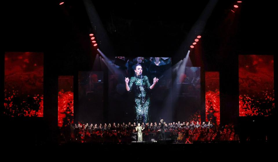 Isabel Leonard, mezzo-soprano, sings at the Andrea Bocelli concert at Vivint Arena in Salt Lake City on Wednesday, May 17, 2023. | Scott G Winterton, Deseret News