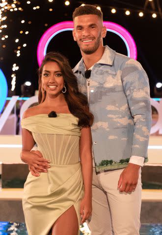 <p>ITV/Shutterstock</p> Sanam Harrinanan and Kai Fagan on Season 9 of 'Love Island'.