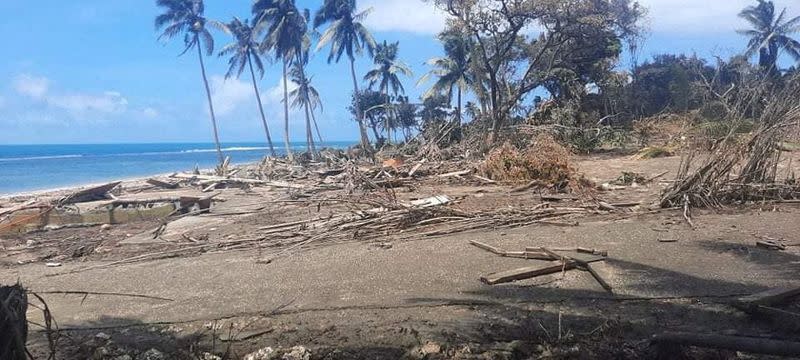 FILE PHOTO: A view of a beach and debris following volcanic eruption and tsunami, in Nuku'alofa, Tonga