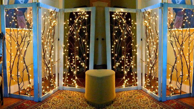 DIY Twinkling Branches Room Divider