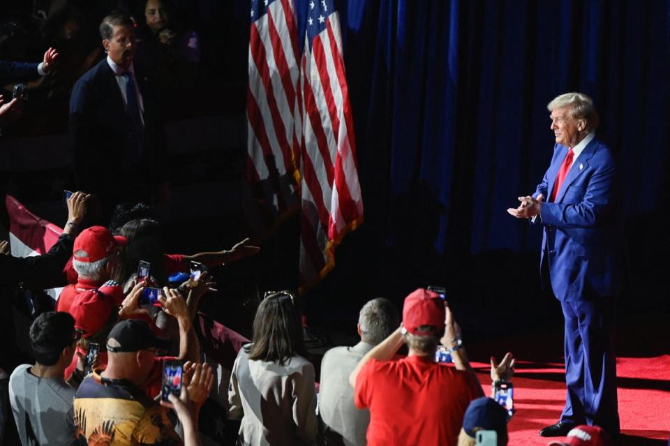 Republican presidential nominee Donald Trump at the town hall event in La Crosse, Wisconsin (REUTERS)