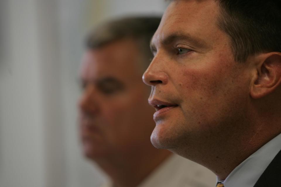 Clifton Detective Lt. Richard Berdnik at a press conference at Clifton City Hall regarding an attempted murder on Aug. 18, 2005.