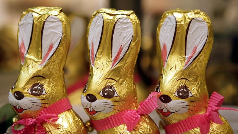 Chocolate Easter bunnies wait for customers in a store in Gelsenkirchen, Germany, Wednesday, April 12, 2006.