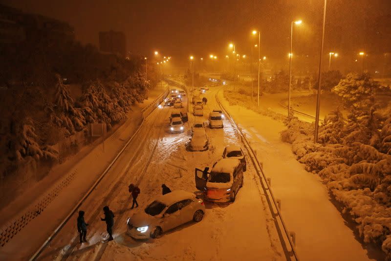 Heavy snowfall in Madrid