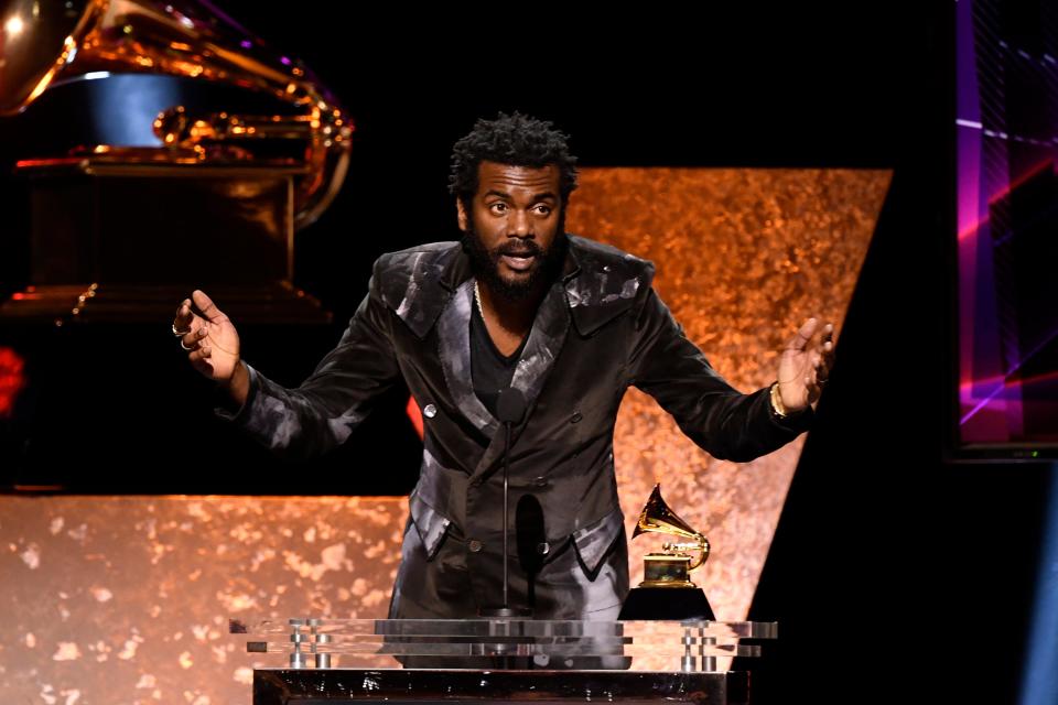 Gary Clark Jr. accepts the award for best rock performance for “This Land” during the 62nd annual GRAMMY Awards.