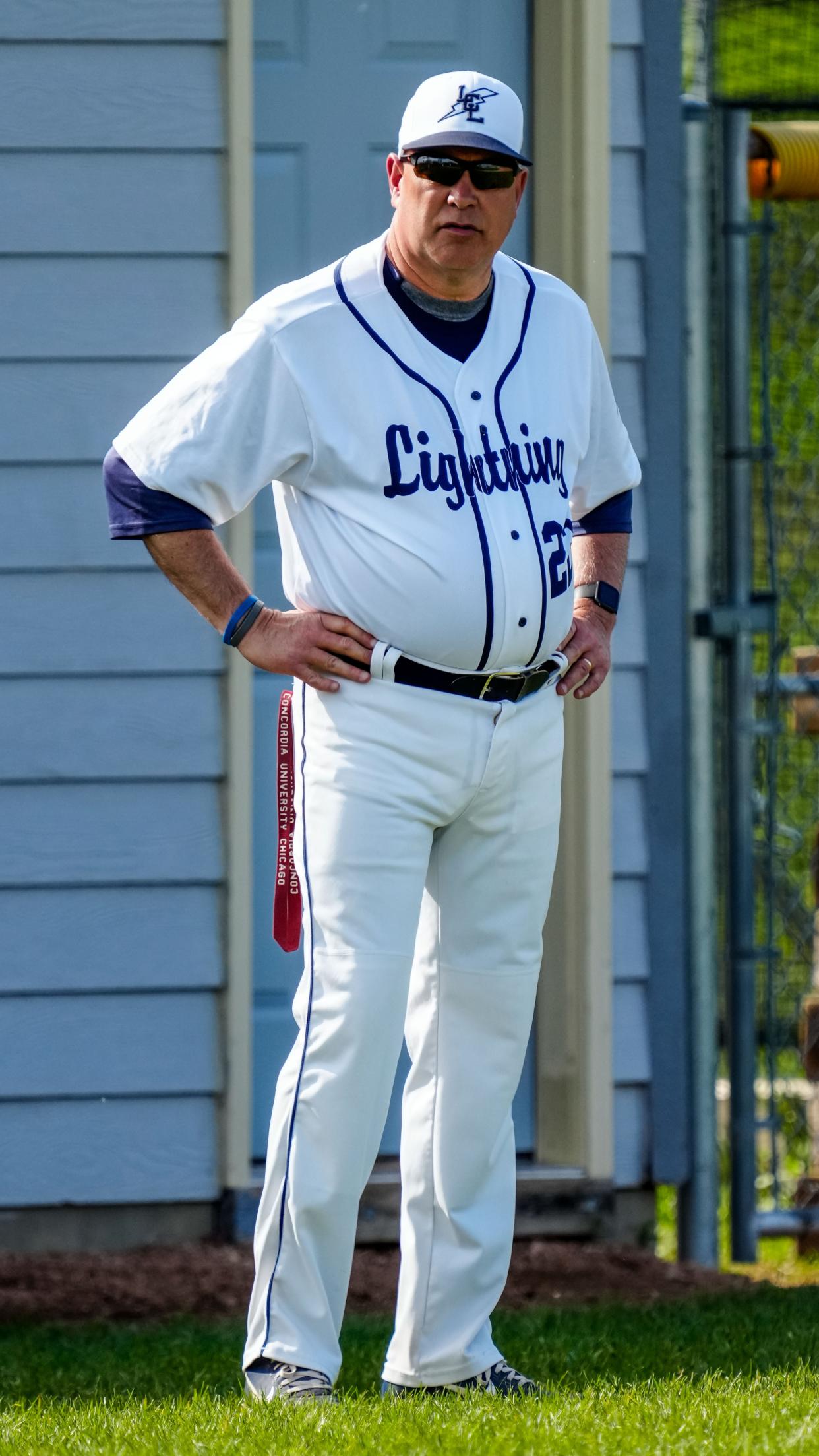 David Bahr follows the action during a Lake Country Lutheran baseball game against University School of Milwaukee on May 9, 2023.