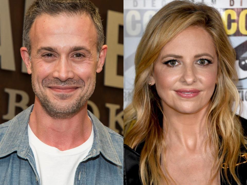 Freddie Prinze Jr. in 2016, Sarah Michelle Gellar in 2022.