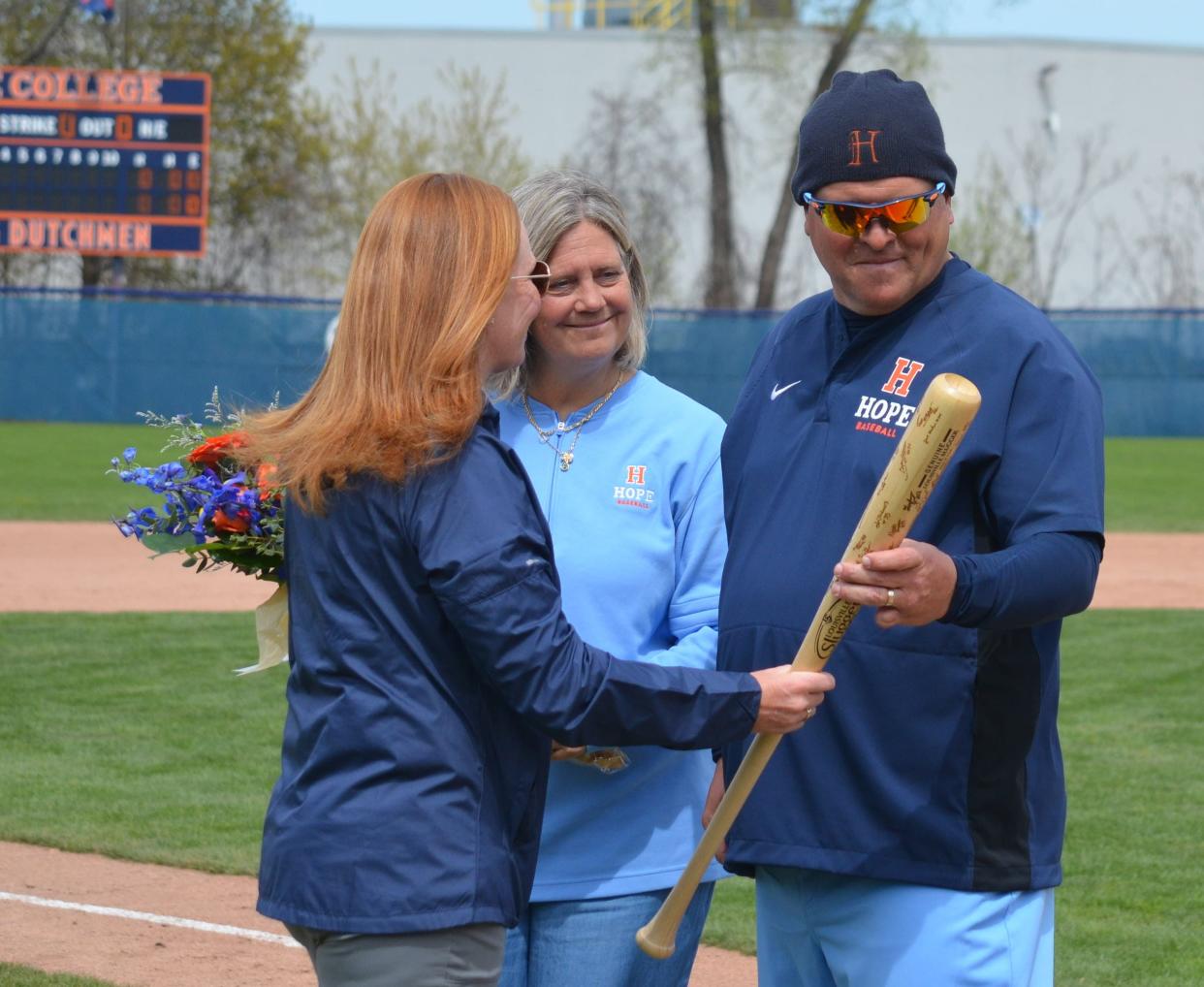 Hope honored retiring baseball coach Stu Fritz on Friday at Boeve Stadium.