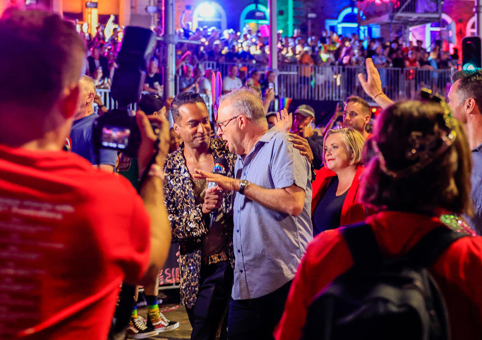 Prime Minister Anthony Albanese in the Mardi Gras parade