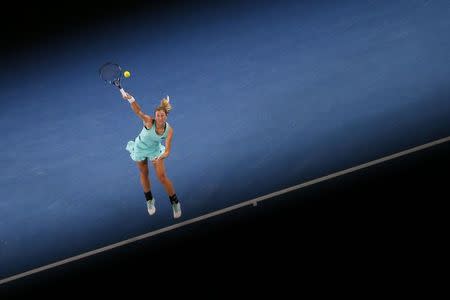 Tennis - Australian Open - Rod Laver Arena, Melbourne, Australia, January 22, 2018. Czech Republic's Denisa Allertova in action during her match against Ukraine's Elina Svitolina. REUTERS/Toru Hanai