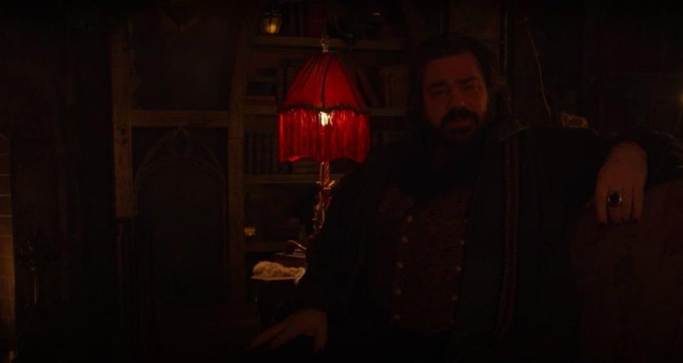 Laszlo talking to the camera in "What We Do in the Shadows"