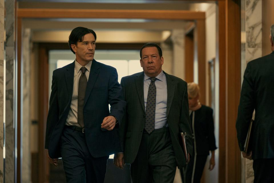 Tom Pelphrey as Raymond Peepgrass and Bill Camp as Harry Zale in "A Man in Full."