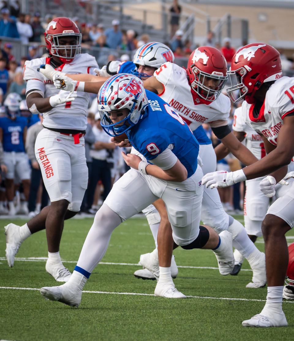 Westlake quarterback Rees Wise scores a touchdown, but the Chaps had too little offensive firepower in their 23-14 loss to Galena Park North Shore. It was the second straight year Westlake's season ended with a state semifinal loss to North Shore, which will play Duncanville for the state title this week.