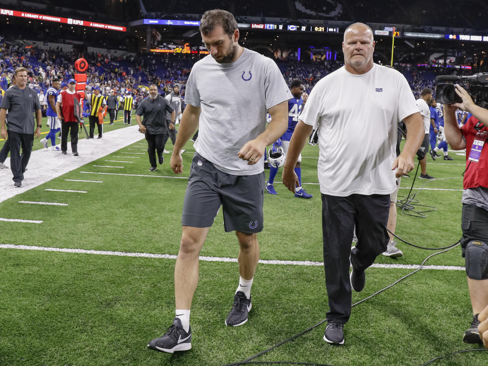 Word trickled out about Andrew Luck's retirement during a preseason game. (Michael Hickey/Getty Images)