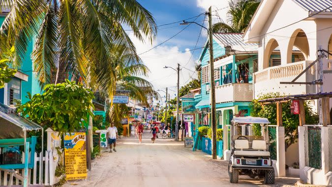 CAYE CAULKER BELIZE - DEC 18 2015: Playa Asuncion street at Caye Caulker island on Dec 18.