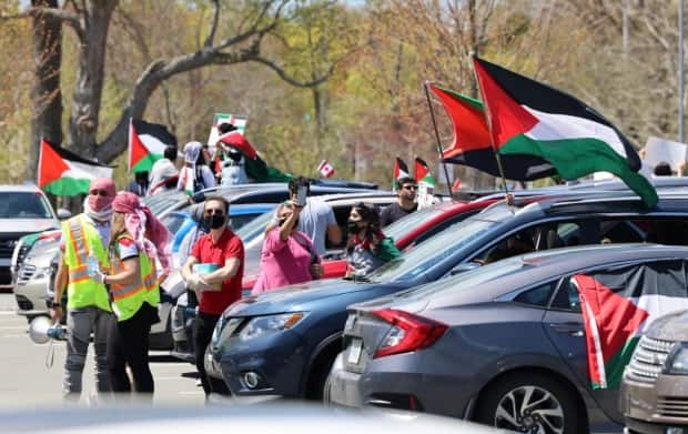 Police said more than 200 vehicles participated in a pro-Palestinian car rally near Saint Mary's University in Halifax on Saturday.