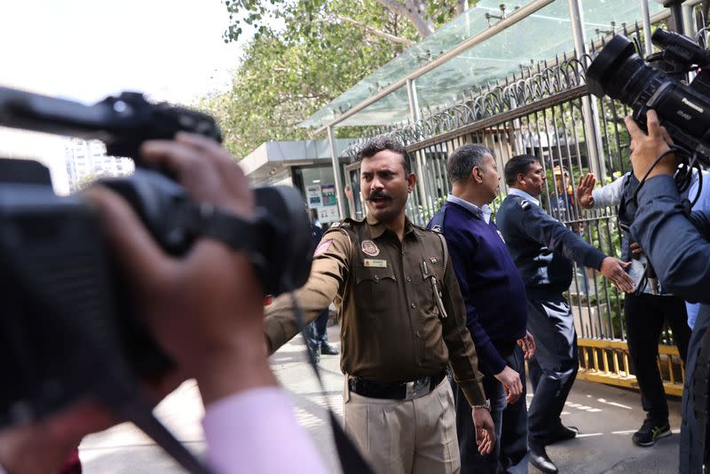 Income tax officials conduct a search at BBC office in New Delhi