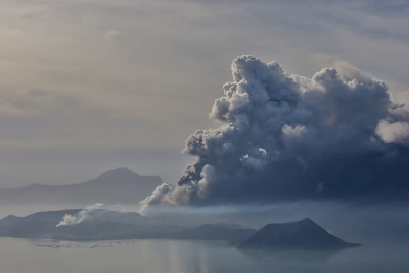 The errupting Taal Volcano is seen from Tagaytay City