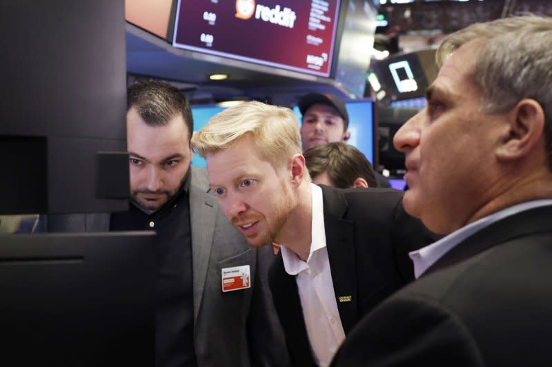 Reddit CEO Steve Huffman stands on the floor of the New York Stock Exchange (NYSE) on Wall Street in New York City on March 21. The company began trading Thursday on the New York Stock Exchange under today the ticker symbol "RDDT." Photo by John Angelillo/UPI