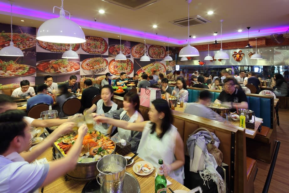 Dinner crowd at one of Bugis Cube's F&B outlets