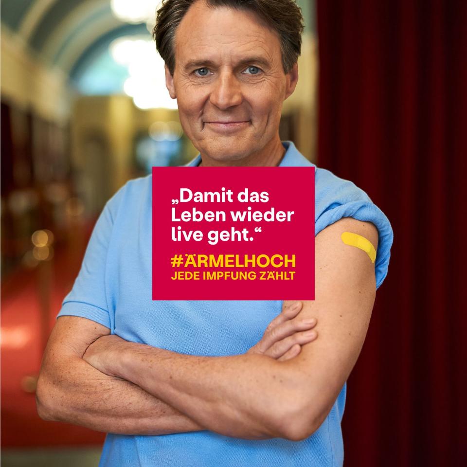 Mit diesem Plakat wirbt Wolfgang Bahro für die Corona-Schutzimpfung. (Bild: BMG)
