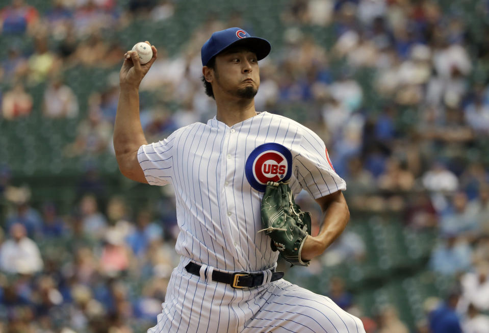 Cubs $126 million pitcher Yu Darvish earns first Wrigley Field win 523 days after signing contract. (AP Photo/Nam Y. Huh)