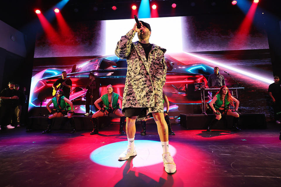 Nicky Jam performs on stage during Telemundo's upfront presentation in New York.