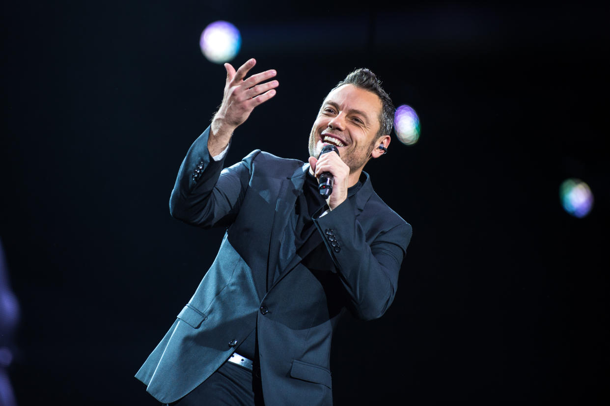 Tiziano Ferro performs live on stage 'Il mestiere della vita Tour' at Stadio Arechi. Salerno, Italy on 12 July 2017.  (Photo by Giuseppe Maffia/NurPhoto via Getty Images)