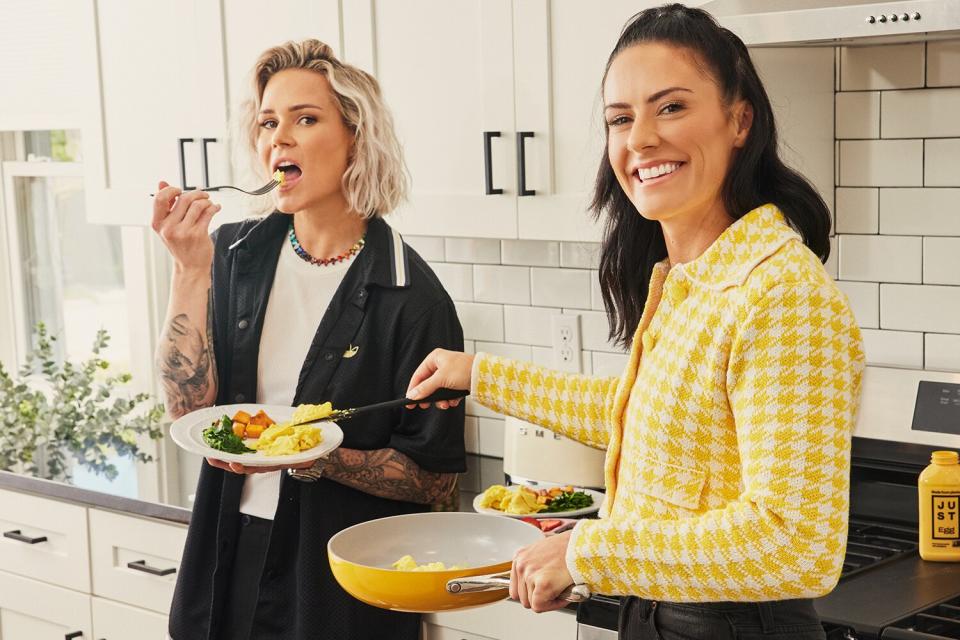 Entering the final leg of the National Women’s Soccer League season, world-champion teammates and power couple Ashlyn Harris and Ali Krieger are laser-focused on maintaining their performance with foods that have a positive impact on their physical health, their family, and the planet. The couple is joining JUST Egg as brand ambassadors, and I wanted to offer you an opportunity to speak with them about their lives on and off the field. The partnership was sparked by genuine love for JUST Egg, and grew as the family realized how closely the brand’s values around human and planetary health align with their own.