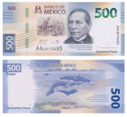 <strong>Billete de 500 pesos mexicanos (US$38). </strong><em>Imagen de la web de la Sociedad Internacional de Billetes Bancarias (IBNS, por su iniciales en inglés). Cortesía del The Banknote Book.</em>