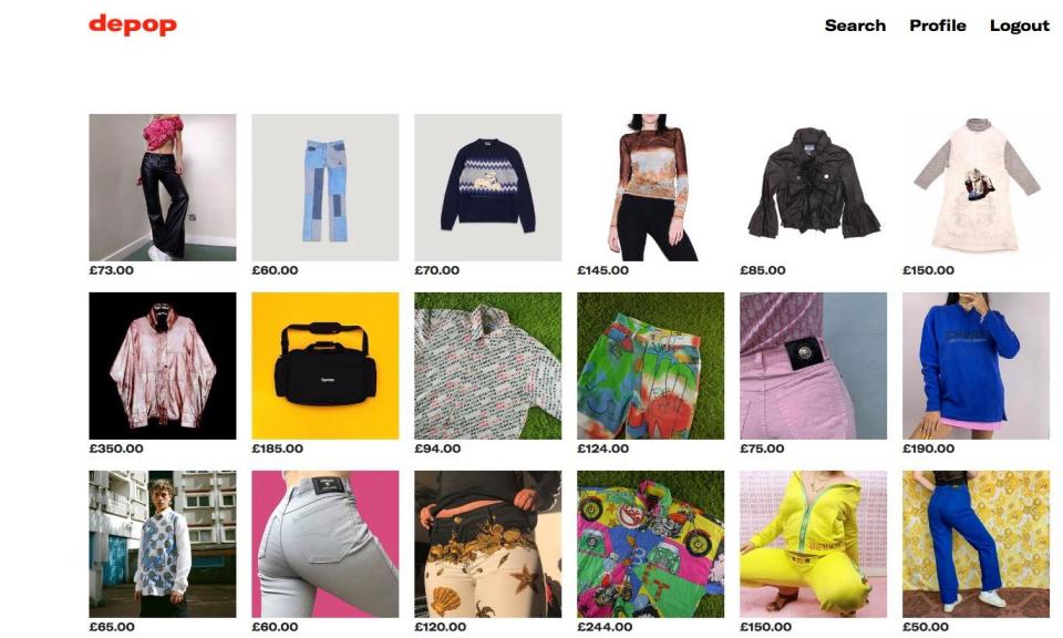 <span>Depop website screenshot</span><span>Photograph: Depop</span>