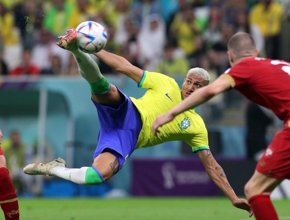 Richarlison scored a terrific scissor-kick to give Brazil breathing space (REUTERS)