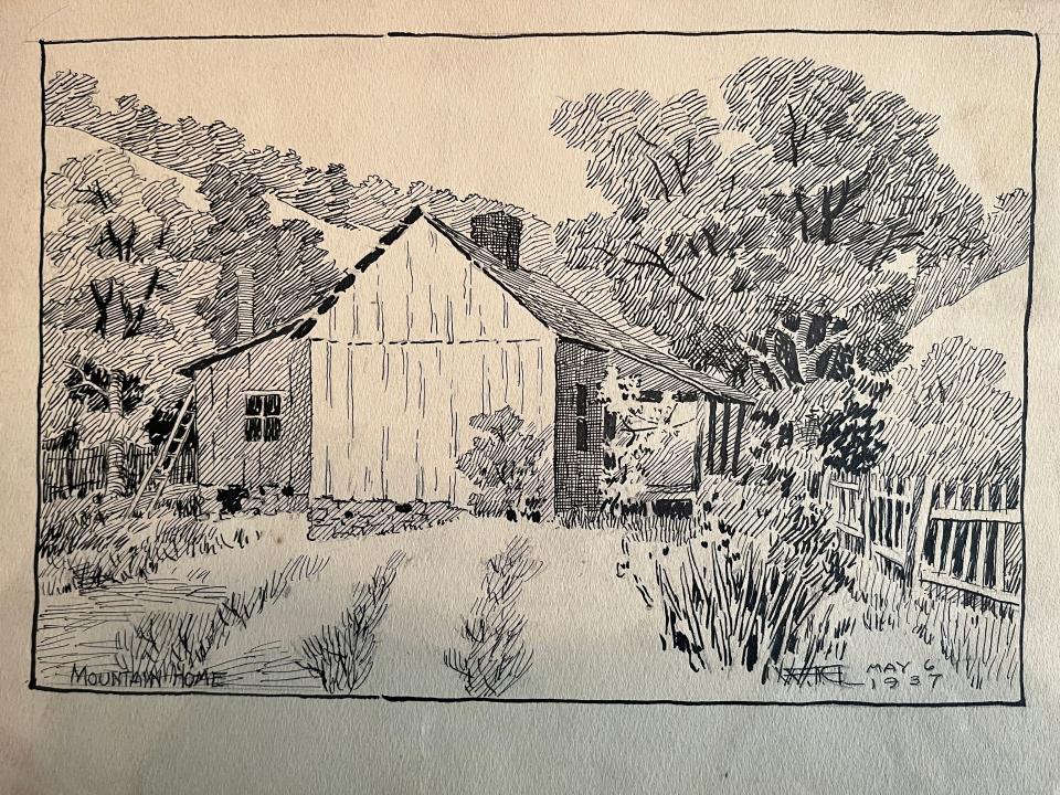 "Mountain Home" is a drawing by Gilmore native William Francis Gilmore.