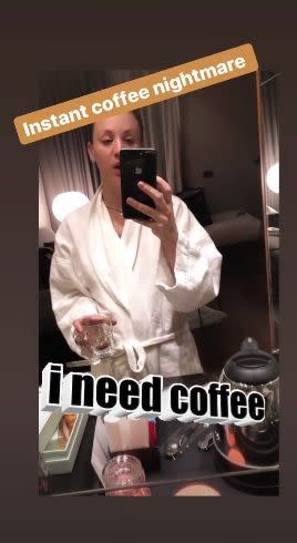 Kaley Cuoco takes a selfie in a bathrobe