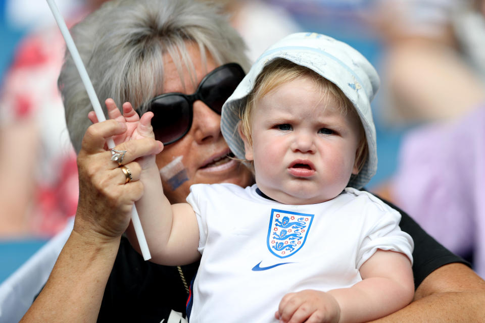 <p>A young Brighton and Hove Albion fan in the stands before the FA Women's Super League match at the AMEX Stadium, Brighton. Picture date: Sunday September 5, 2021. (Photo by Kieran Cleeves/PA Images via Getty Images)</p>
