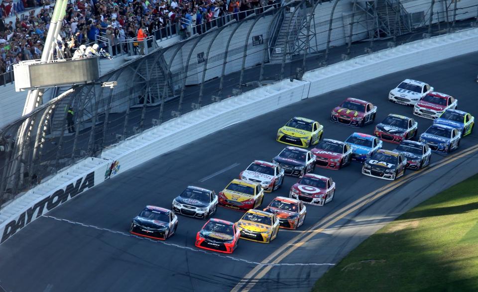 Denny Hamlin inched ahead of Martin Truex Jr. (Getty)