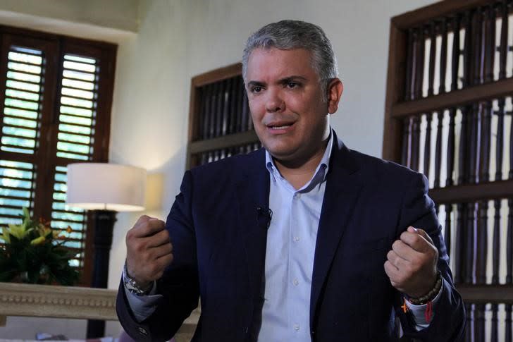 Foto del miércoles del presidente de Colombia, Ivan Duque, hablando durante una entrevista con Reuters en Cartagena