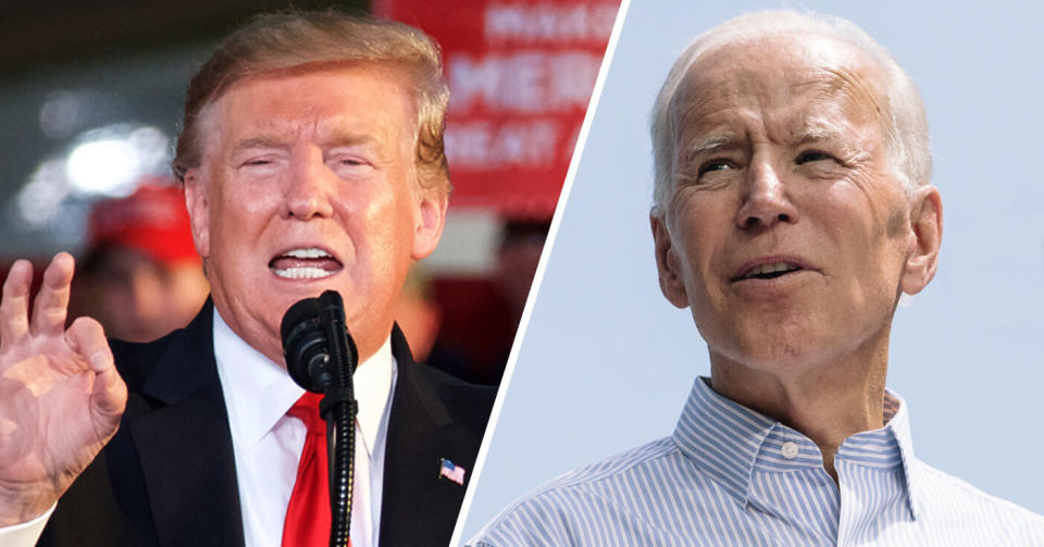 President Trump and former Vice President Joe Biden. (Photos: Bastiaan Slabbers/NurPhoto via Getty Images, Michelle Gustafson/Bloomberg via Getty Images)