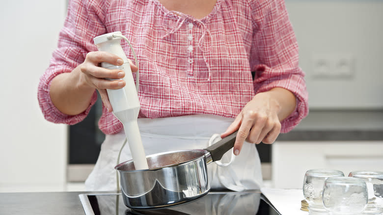 Cook using an immersion blender