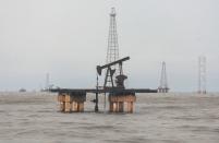 Oil rig on Lake Maracaibo, in Cabimas