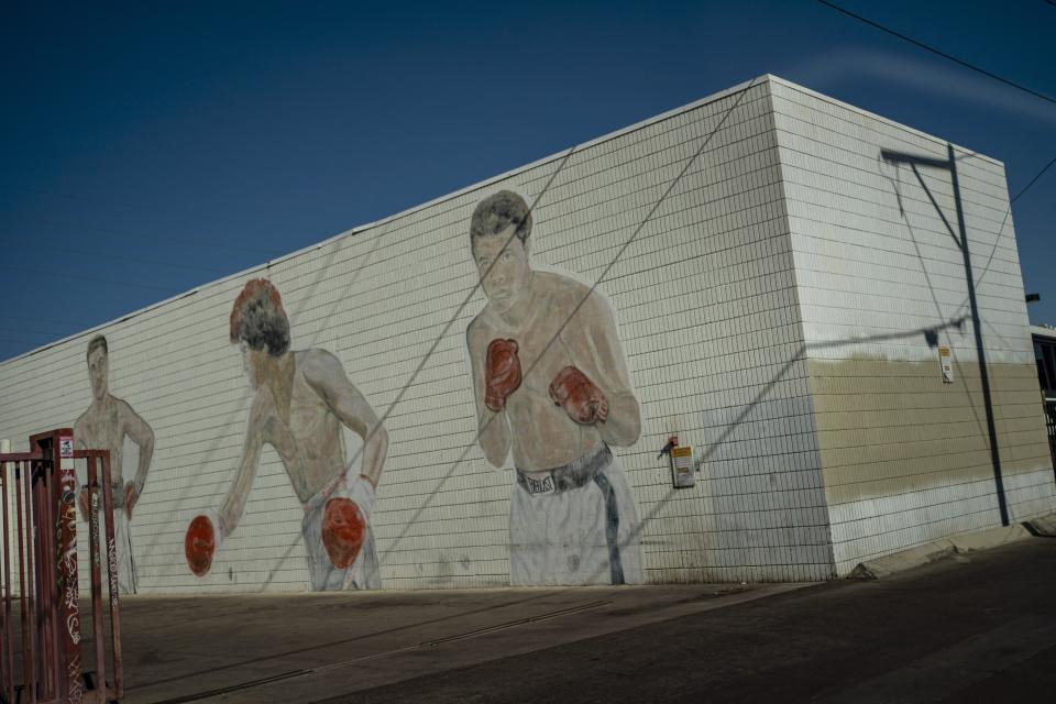 A mural decorates the wall of a building in downtown Las Vegas, Tuesday, Nov. 10, 2020. (AP Photo/Wong Maye-E)