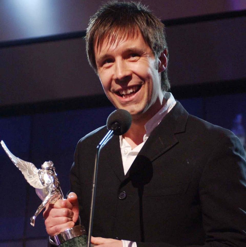 Paddy Considine picking up a Best Actor award at the 2005 Evening Standard Film Awards - PA