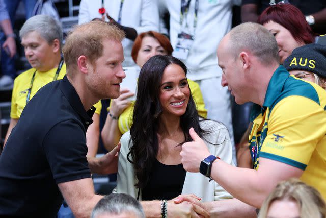 <p>Chris Jackson/Getty</p> Prince Harry and Meghan Markle at the 2023 Invictus Games